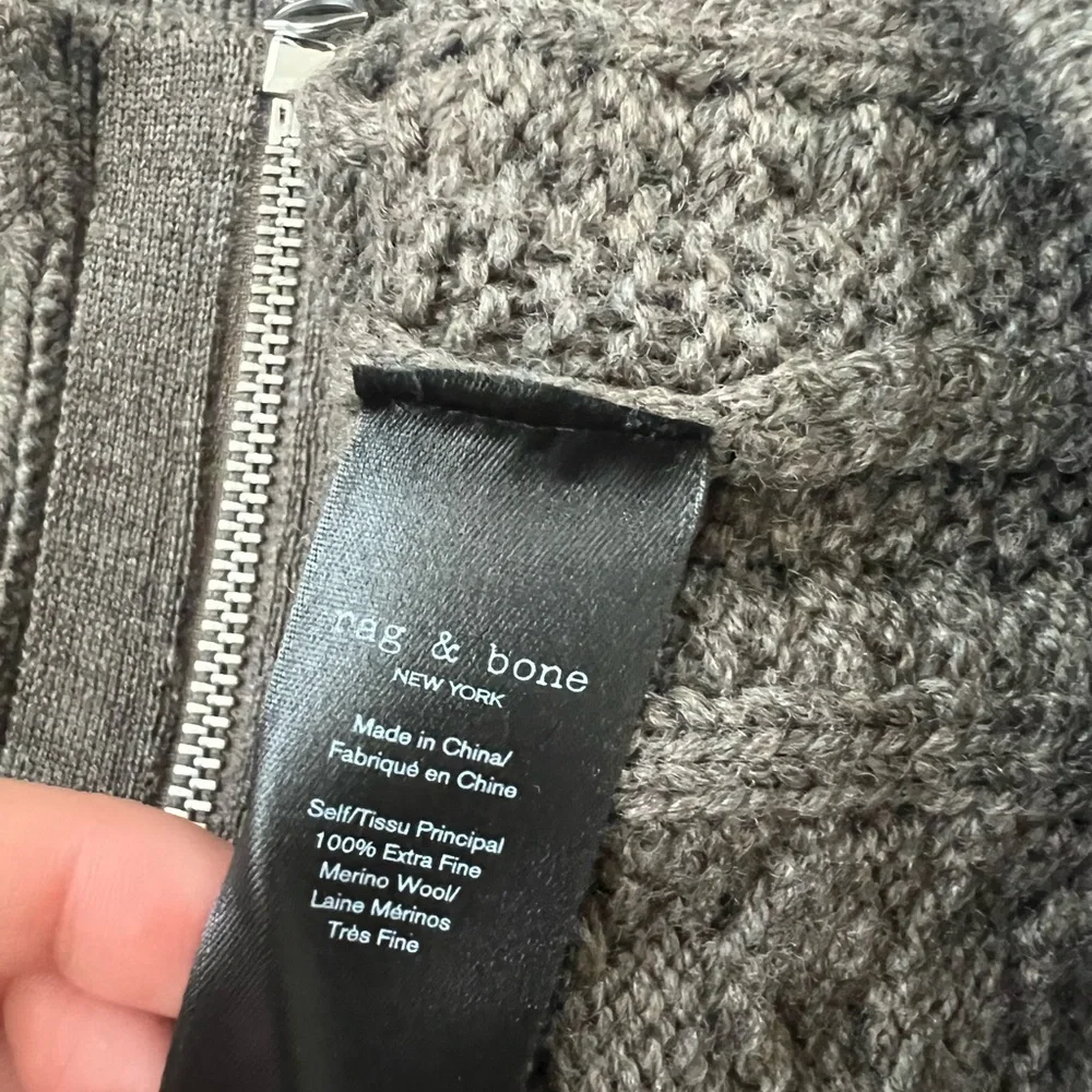 Rag & Bone Merino Wool Kerry Cardigan Zip-Front Cable Knit Sweater Jacket - Picture 6 of 8